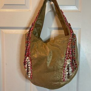 Braccialini  Mimosa Glitter gold Tua Firenze beaded slouch shoulder bag